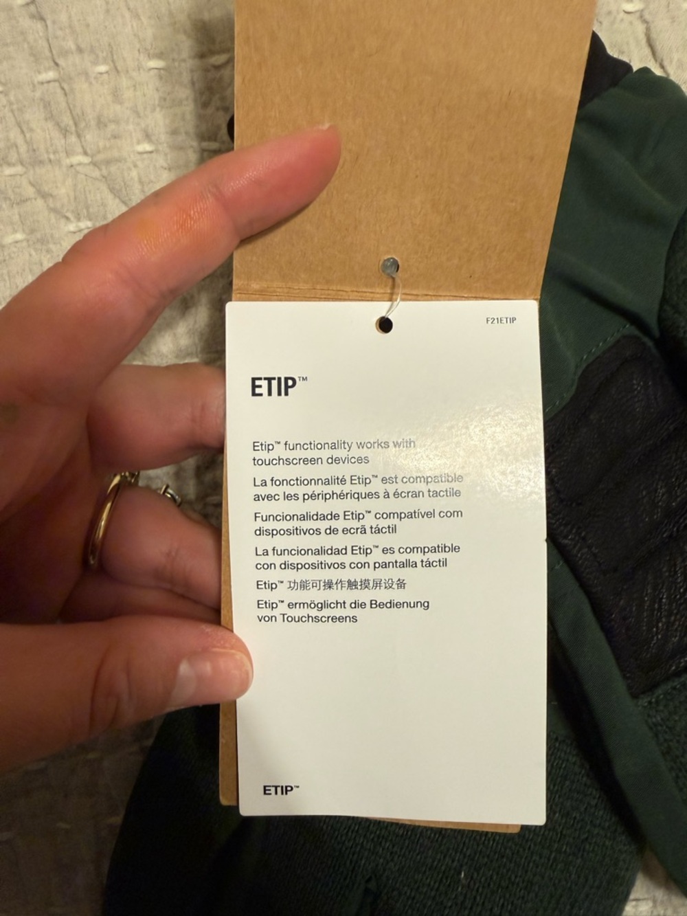 The North Face Men's Pom Beanie and Gloves Set - Gray & Green - Picture 3 of 4